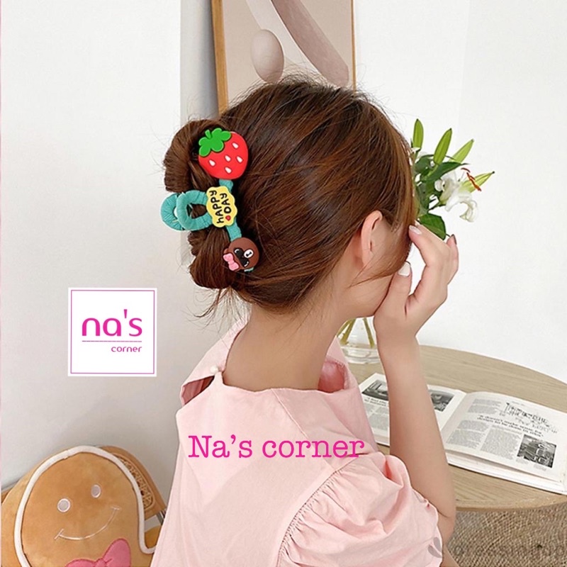 Gấp tóc nhựa trong kẹp gắp tóc càng cua đính hoa nơ gấu thỏ