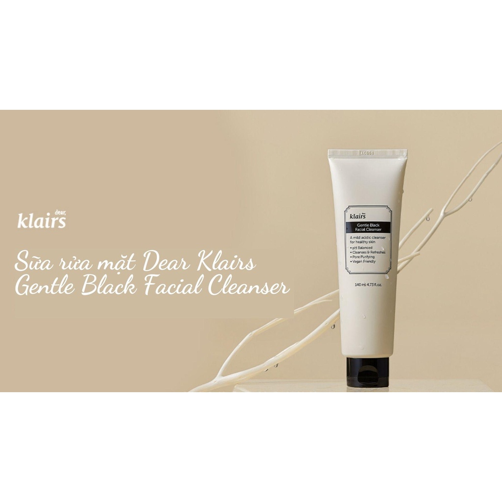 Dear, Klairs Sữa rửa mặt Gentle Black Facial Cleanser 140ml