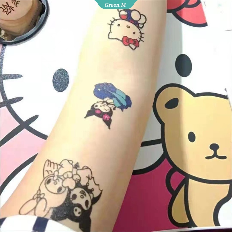 Hình Xăm Dán Hoạt Hình Melody Cinnamoroll Kuromi Hello Kitty Dễ Thương Chống Nước Lâu Trôi Giặt Được