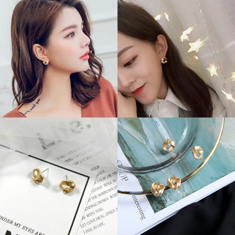 Khuyên tai hình tam giác vàng phong cách Hàn Quốc thanh lịch dành cho nữ