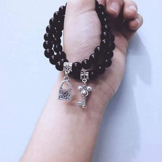 Vòng tay hạt đá đen 8mm