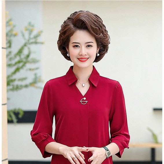 áo kiểu tay lửng cao cấp  cho người lớn tuổi (thời trang Lolita xinh) L03-221