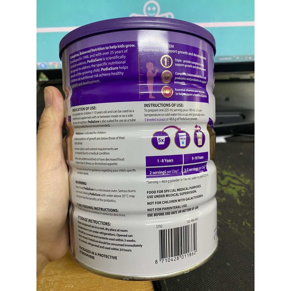 Sữa Pediasure Úc Hộp 850G  Hương Vanilla - Hàng Chính Hãng, Date mới