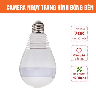 [ Chính Hãng ] Camera WiFi hình bóng đèn có thể thắp sáng, góc quay 350 độ, video 1080 Full HD