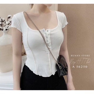 Áo kiểu đính nút tà bầu chất thun gân lên phom siêu đẹp !
