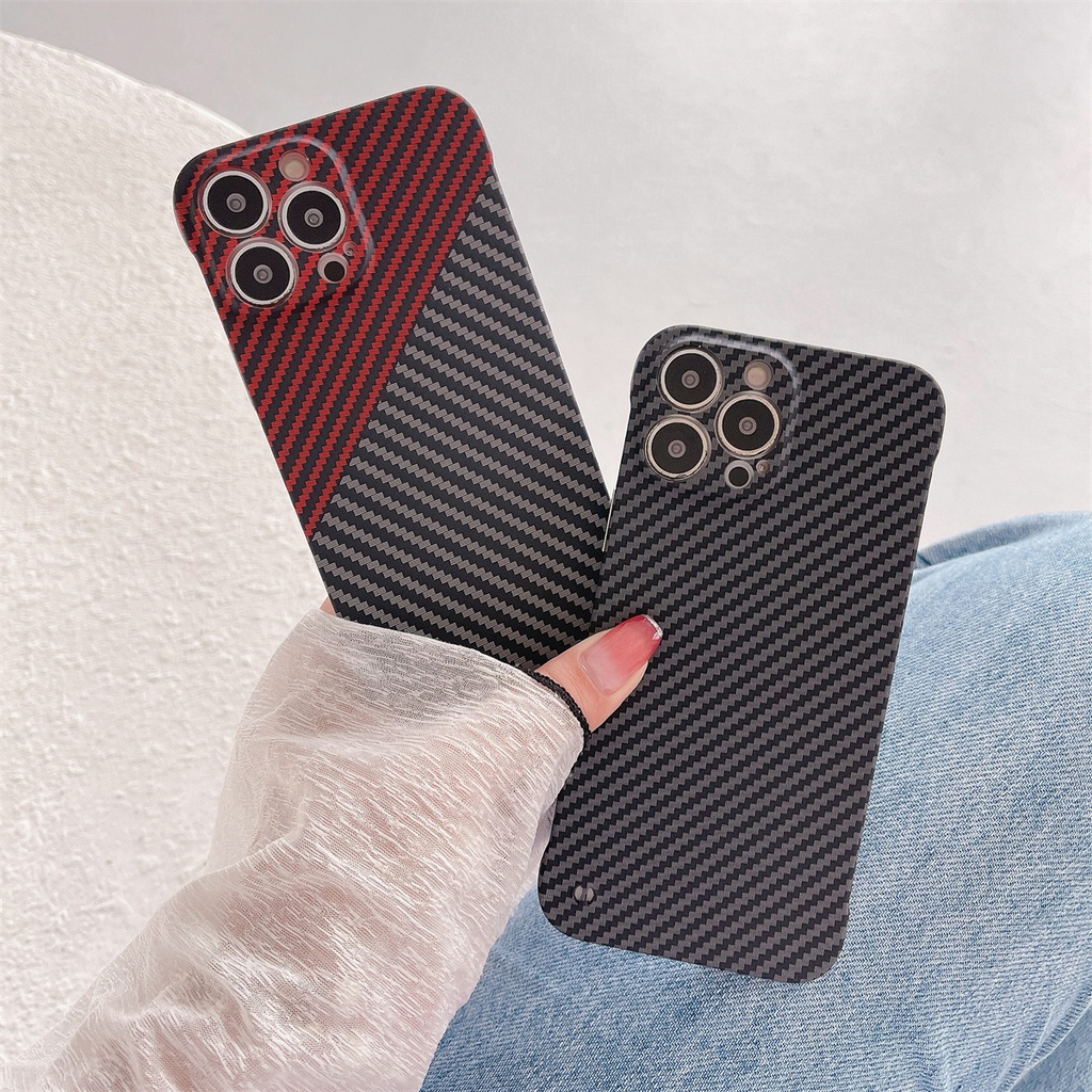 Ốp Điện Thoại Sợi Carbon Siêu Mỏng Không Viền Dọc Cho iPhone 14 13 12 11 Pro Max 14 Plus 13 Pro Max 12 Pro 14 Pro Max