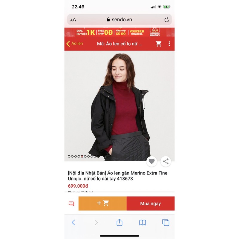 ÁO LEN TĂM CỔ 3 PHÂN UNIQLO CHÍNH HÃNG | BigBuy360 - bigbuy360.vn