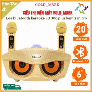 Loa bluetooth karaoke SD 306 Plus, Loa kèm 2 micro hát karaoke Không dây- Phiên Bản Nâng Cấp lọc, âm thanh tuyệđỉnh