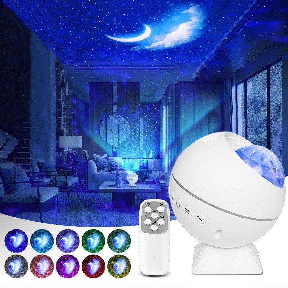 ●Đèn LED chiếu tạo hiệu ứng vì sao / sóng biển vào ban đêm lãng mạn với nhiều màu bắt mắt chất lượng cao