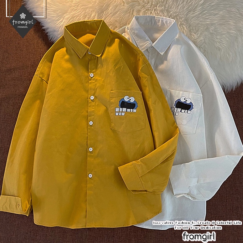 Áo sơ mi tay dài màu sắc retro phong cách thời trang dành cho nữ