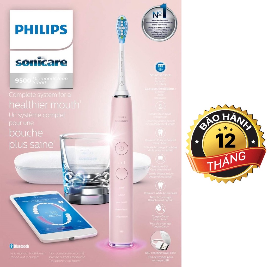 [CAO CẤP] Philips Sonicare 9400 và 9500 DiamondClean Smart - Bàn chải điện thông minh kết nối Bluetooth