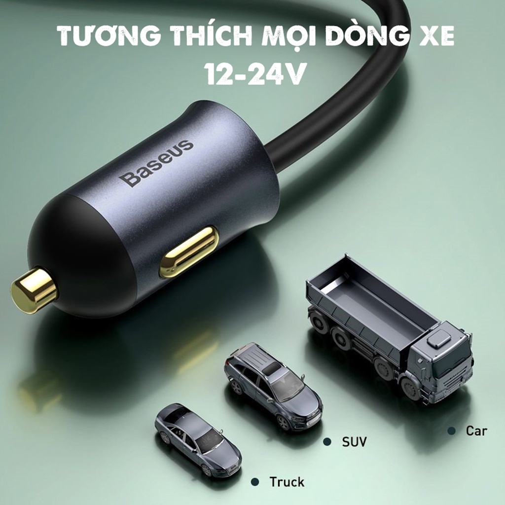 Tẩu Sạc Nhanh Mở Rộng 4 Cổng Baseus Share Together Extention Car Charger 120W (4 Port * 30W, QC/ PD/PPS)