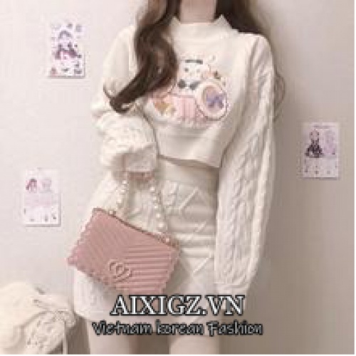 Set Áo Len Dài Tay Và Chân Váy Thời Trang Dành Cho Nữ
