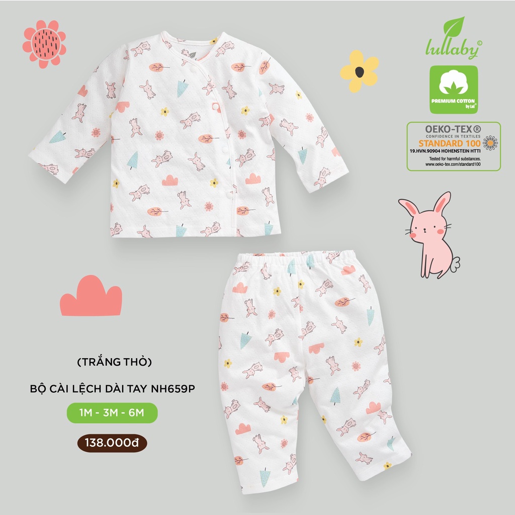 Bộ Sơ Sinh Cài Chéo Cotton Vân Thoáng Lullaby L1 • 1-3M, 3-6M • Choding Home