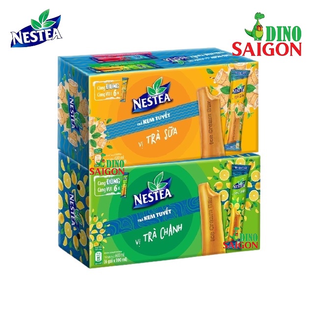 Bộ 2 Hộp Trà Kem Tuyết Nestea Vị Trà sữa, Trà chanh (6 thanh/hộp)