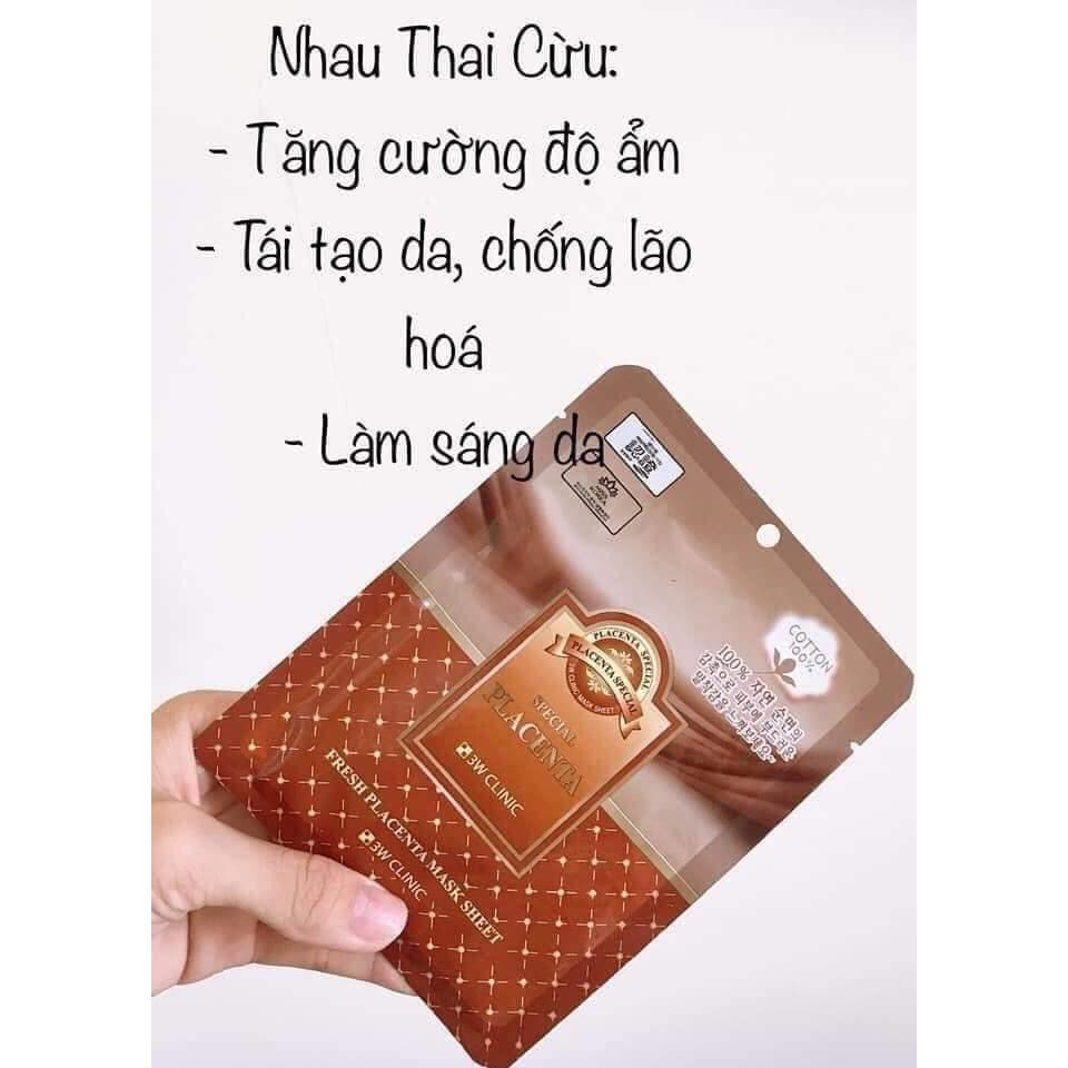 Mặt nạ giấy dưỡng da chiết xuất từ nhau thai cừu 3W Clinic Hàn Quốc 23ml giúp da mềm mại trắng sáng tự nhiên