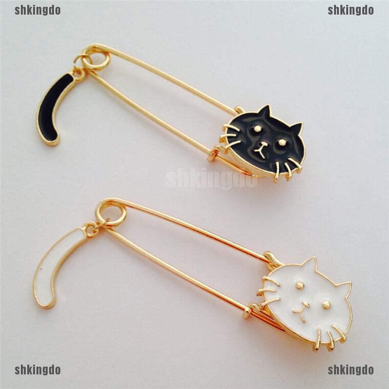 THINH Huy Hiệu Cài Áo Hình Mèo Đen Trắng Thời Trang