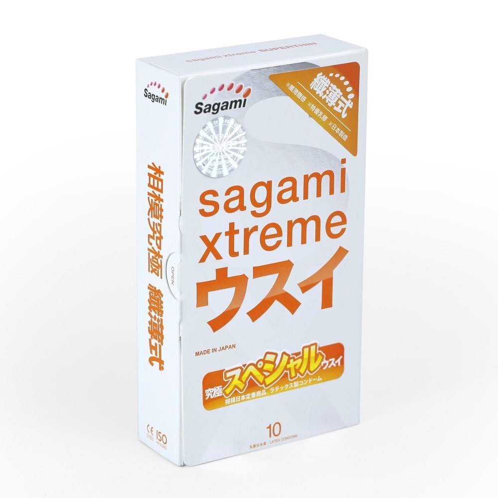 Bao cao su Sagami Superthin bcs siêu mỏng nhiều gel bôi trơn không mùi 1 hộp 10c + 1 hộp 2c che tên - thegioisoi
