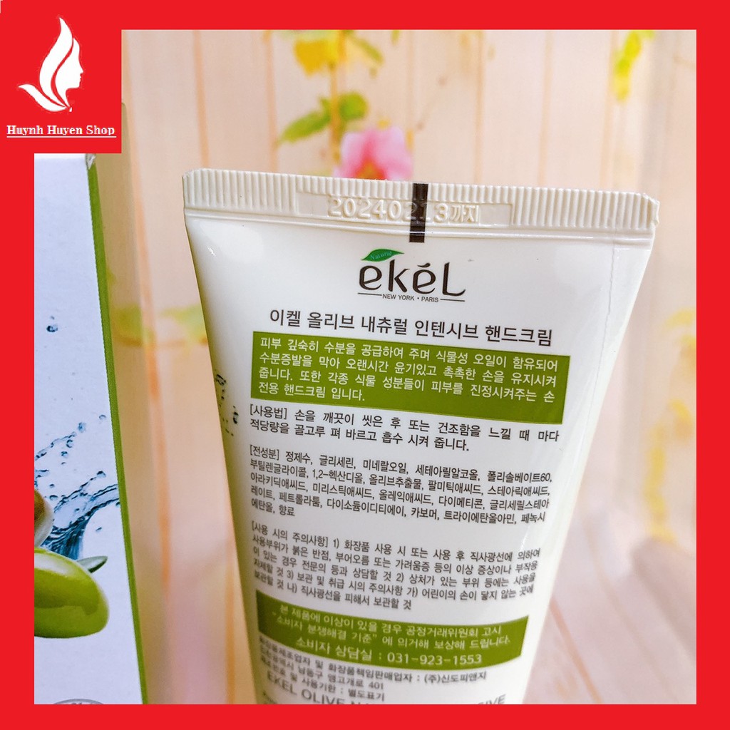 [chuẩn auth] Gel dưỡng tay, chân Ekel Olive Natural Intensive Hand Cream cao cấp Hàn Quốc tuýp 100ml