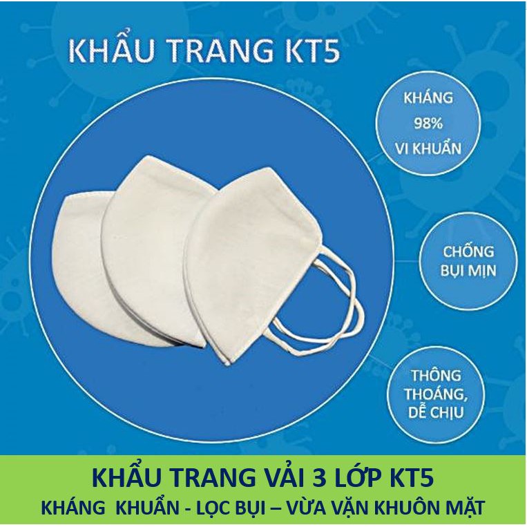 Khẩu trang kháng khuẩn chống bụi mịn 3 lớp KT5 Phúc Thái - Có thể thay thế cho khẩu trang y tế chống dịch (01 chiếc)