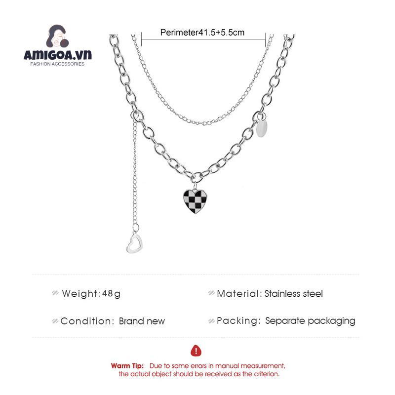 ✨✨Vòng cổ Dáng Dài Mặt Hình Bàn Cờ Độc Đáo Thời Trang