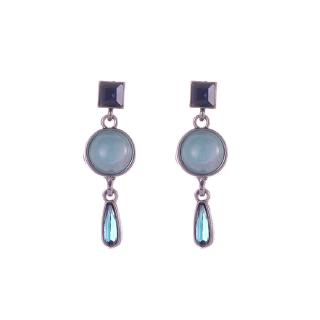 Korean fashion earrings, classic design, blue gemstone earrings