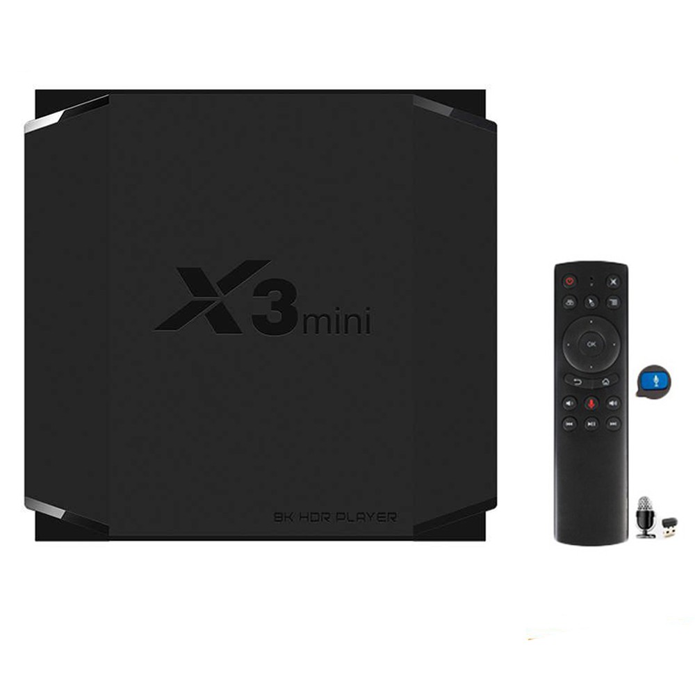 Android TV X3 Mini có điều khiển giọng nói 4GB Ram, 32GB bộ nhớ trong, Android 9.0 cài sẵn bộ ứng dụng giải trí cao cấp