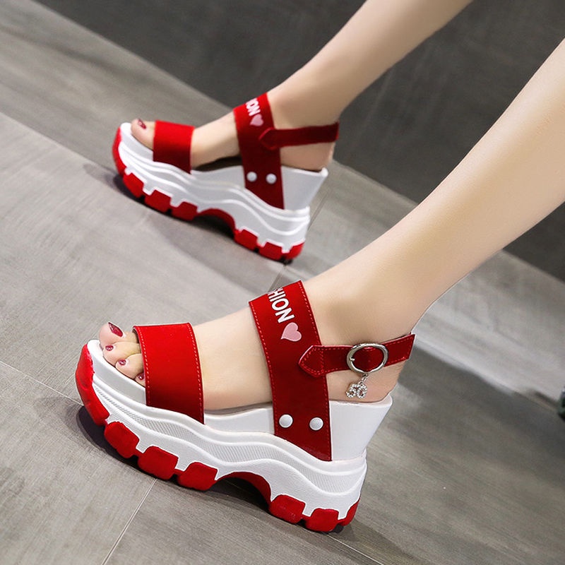 Giày Sandal Thể Thao Đế Xuồng Dày 10cm Tăng Chiều Cao Phong Cách Mới