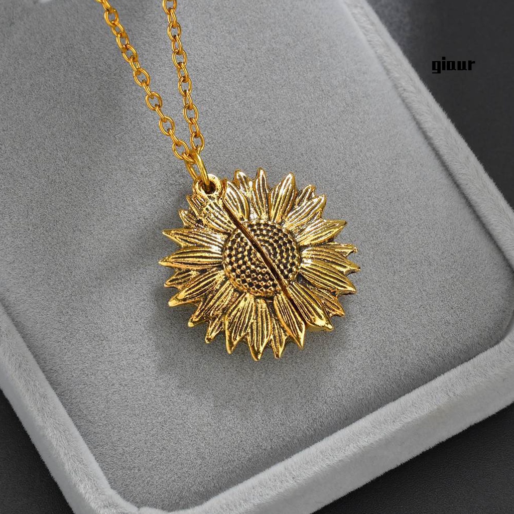 GIAUR Women Fashion Jewelry Open Locket Sunflower Pendant Clavicle Chain Necklace