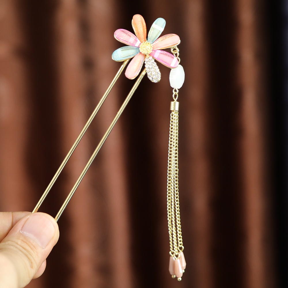 Trâm cài tóc Haimeikang hình chữ U đính hoa phong cách Trung Quốc thời trang cho nữ