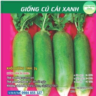 Hạt giống củ cải xanh 2gr