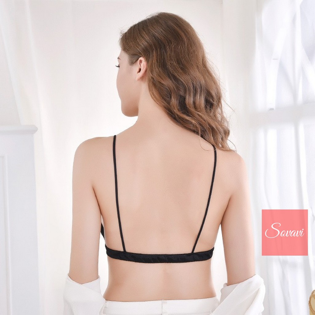 Áo bra satin trơn dây lưng chun co giãn gợi cảm AL012