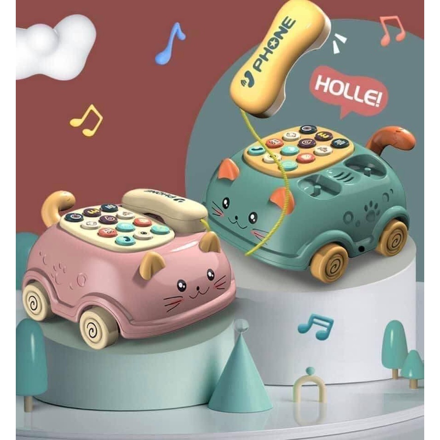 Đồ chơi điện thoại mô hình ô tô mèo con Biacare giúp bé nhận diện các chức năng điện thoại và trạng thái thời tiết TN211
