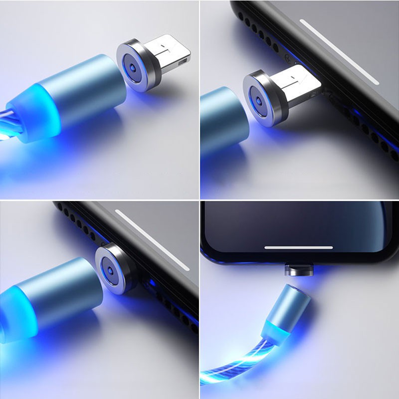 USB Type-C LED Magnetic Quick Charge Cable for iPhone X Samsung Note10 Plus 9 8