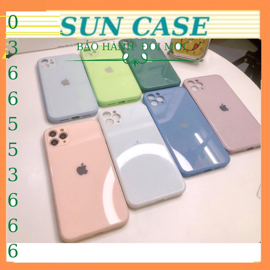 Ốp Lưng Kính Viền Vuông Giả iphone 12  mặt  cường lực viền dẻo cùng màu với lưng máy Iphone 6p đến 11Promax | BigBuy360 - bigbuy360.vn