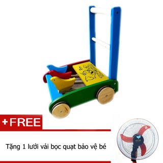 Xe tập đi, xe đẩy tập đi tặng lưới vải bọc lồng quạt bảo vệ bé yêu