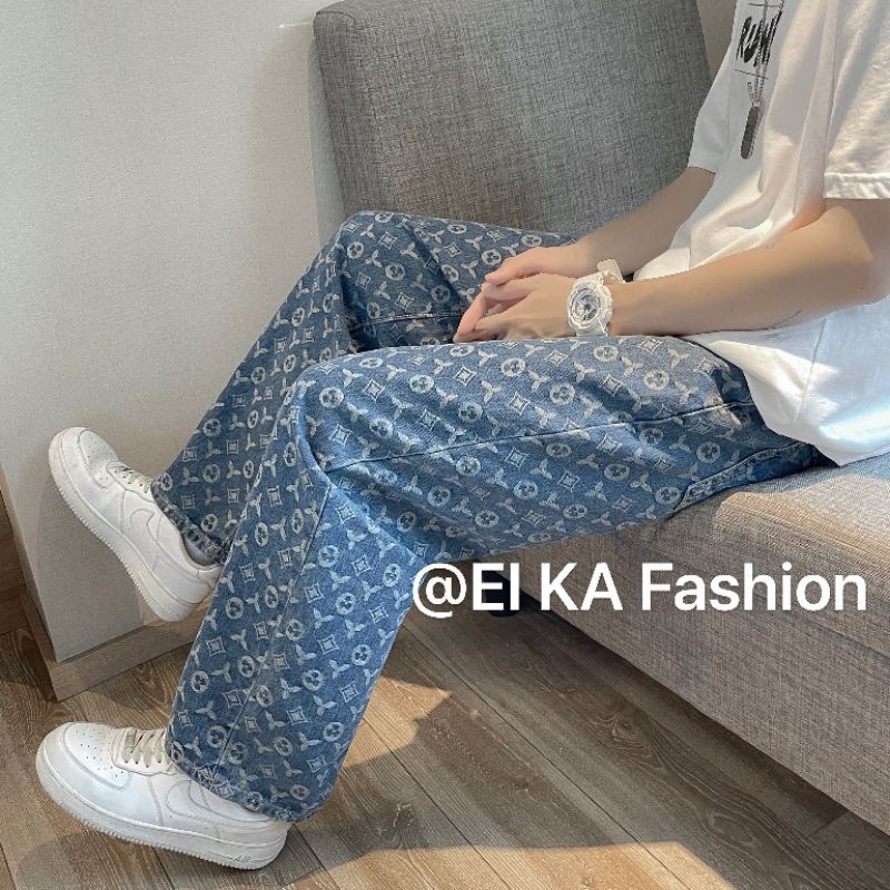 Quần Jeans Ống Đứng In Họa Tiết Phong Cách Hàn Quốc Size (M-L) Cho Nam Quần lv quần lv ống rộng | BigBuy360 - bigbuy360.vn