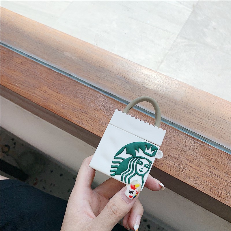 [STARBUCK] Vỏ Ốp Case Bảo Vệ Bao Đựng Tai Nghe Airpod 1 2 Pro Hình túi kem cà phê - Moncase