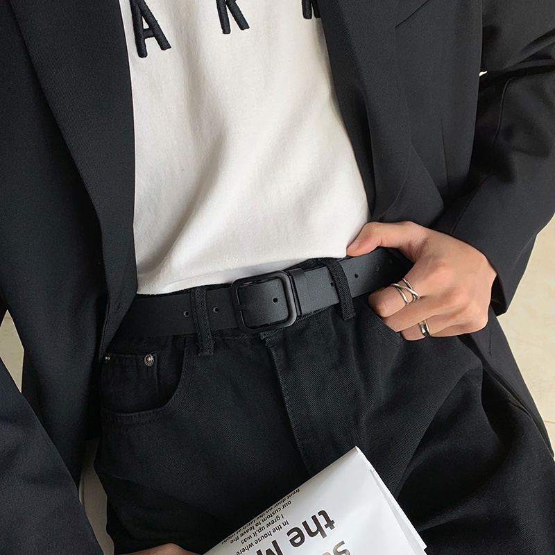 Thắt Lưng Màu Đen Kiểu hip-hop Hàn Quốc Cá Tính Cho Nam