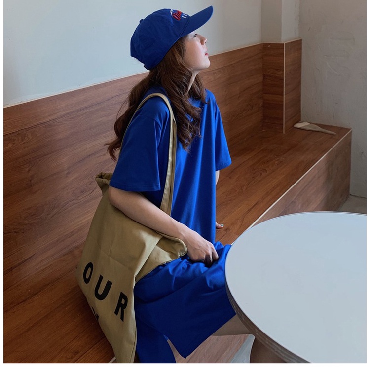 Đầm thun dài ZHELIHANGFEI cotton dáng rộng có túi thời trang mùa hè