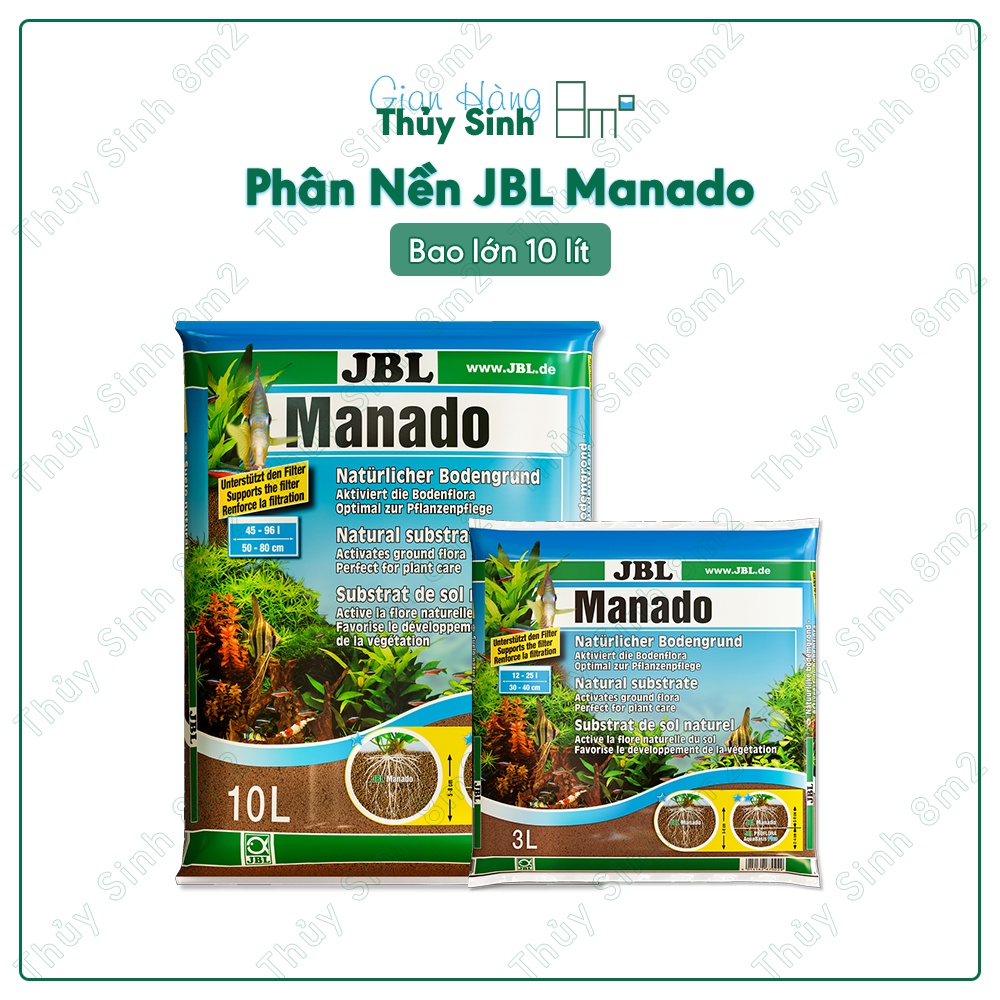 Phân Nền Trơ Cao Cấp JBL Manado Brown - Bao 10 lít - Hạt Nhỏ Mịn Sạch, CEC Cao, Tốt Cho Mọi Cây Thủy Sinh - 8m2