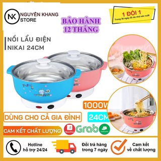 🔐Bảo Hành 1 Năm🔐 Nồi Lẩu Điện Mini Đa Năng Nika 24cm 1000W Inox 304, Tiện Dụng Cho 2-3 Người Dùng, Siêu Tiện Dụng