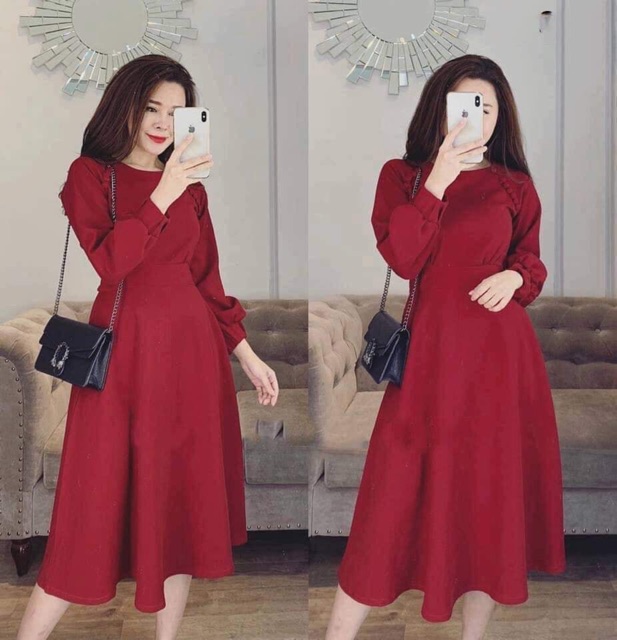 [SALE SOCK] VÁY ĐỎ BỌC KHUY CHIẾT EO hàng VNXK LOẠI 1 | BigBuy360 - bigbuy360.vn