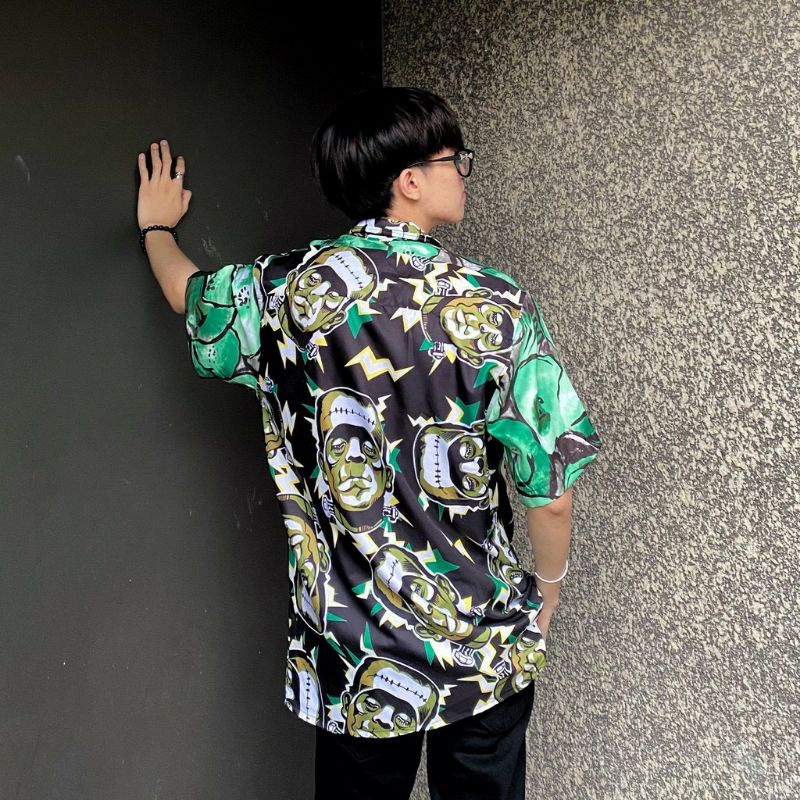 Áo Sơ Mi Tay Ngắn Unisex Cổ Bẻ Phong Cách Hàn Quốc Freesize