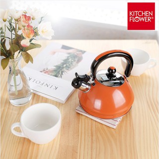 ẤM ĐUN NƯỚC INOX KITCHEN FLOWER/ CÓ CÒI REO HARMONICA / Sản Xuất Hàn Quốc/ NY-262 ORANGE/ NHẬP KHẨU CHÍNH HÃNG