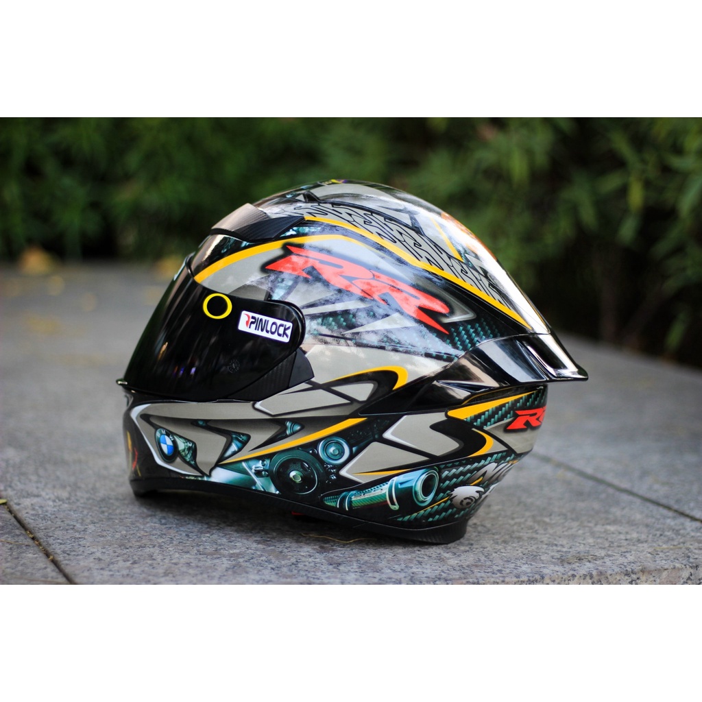 Mũ bảo hiểm fullface ROYAL M138B nón bảo hiểm 1 kính lên tem BMW Xám - Tapu Shop