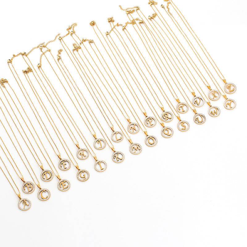 Vòng cổ thép không gỉ mặt chữ cái từ A-Z