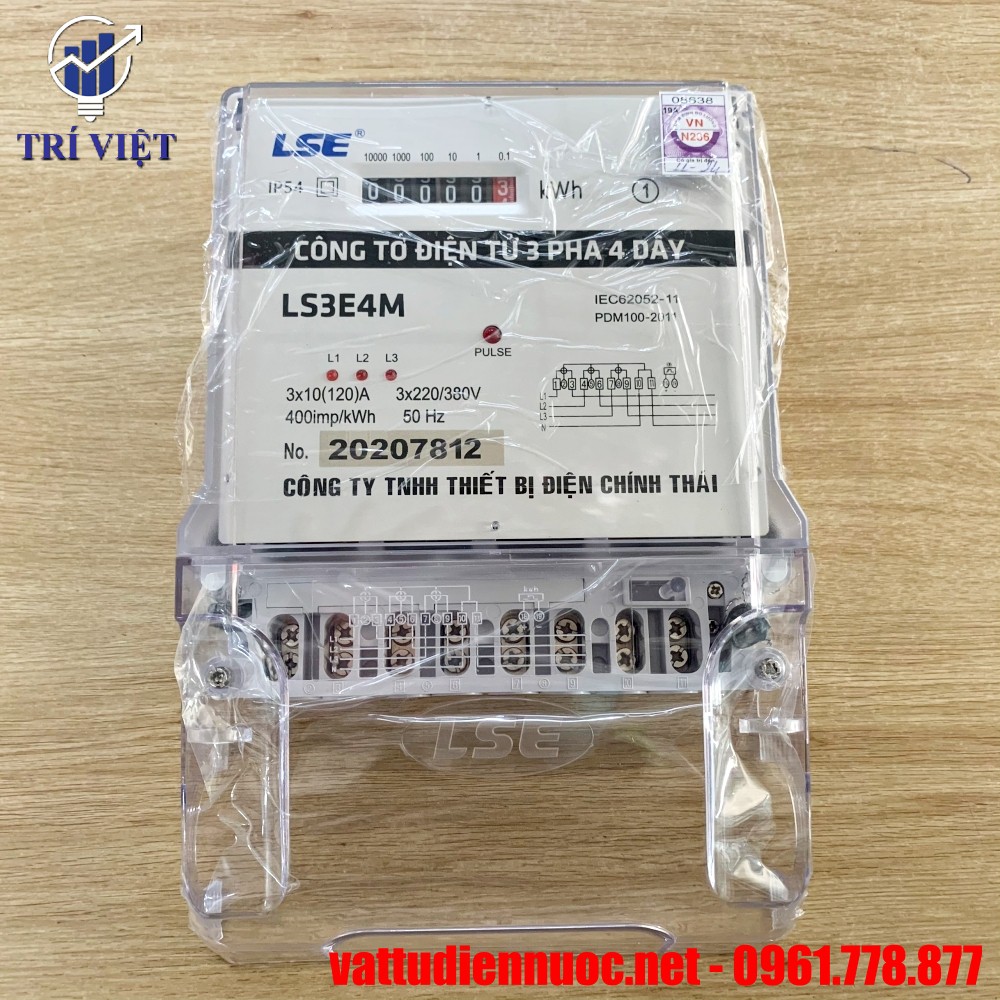 đồng hồ điện điện tử 3 pha LSE LS3E4M (công tơ điện) 3 pha 4 dây | Thiết bị điện Trí Việt