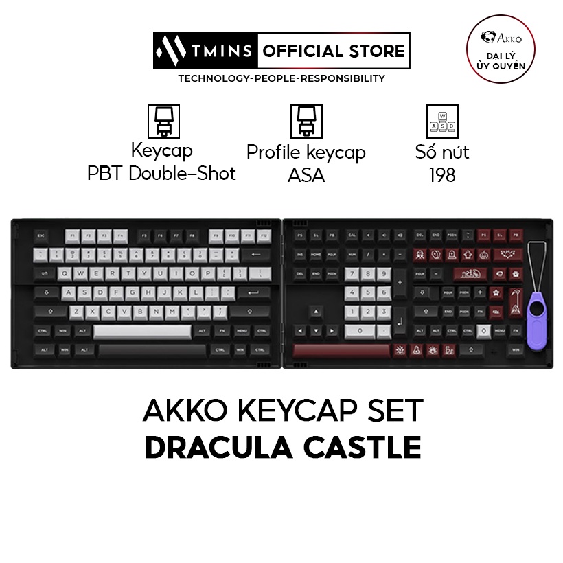 AKKO Keycap set Dracula Castle - (PBT DoubleShot/ASA profile/198 nút)