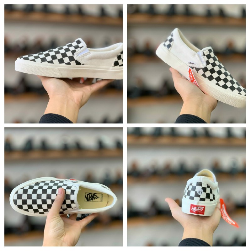 Giày thể thao Sneaker nam nữ lười slip on caro Vault đen trắng không dây giá rẻ cực đẹp Hàn Quốc hàng chính hãng cao cấp | BigBuy360 - bigbuy360.vn